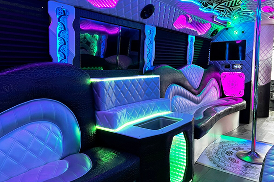 inside the limo bus